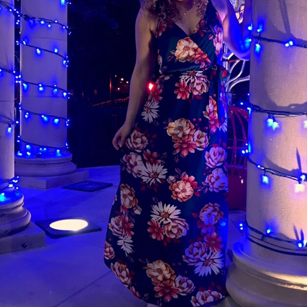🌸🌺 Turquoise Flower Print Maxi Dress 🌺🌸
